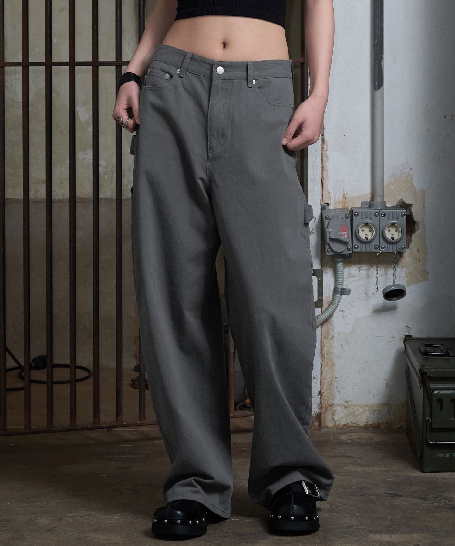 【HELENE PARIS】Bohemian Carpenter Wide Pants ワイドパンツ MUSINSA | HELENE PARIS Bohemian Carpenter Wide Pants [Steel