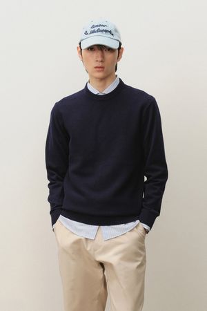 베이직 라운드 니트 네이비 BNESSW801NY