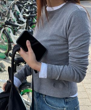 HCH로고 슬리브 티셔츠_차콜