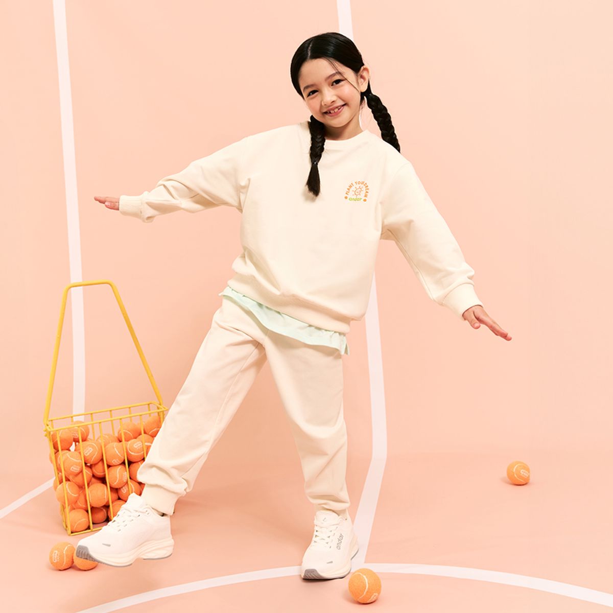 안다르(ANDAR) 키즈 에어리핏 스웻 립포인트 조거팬츠