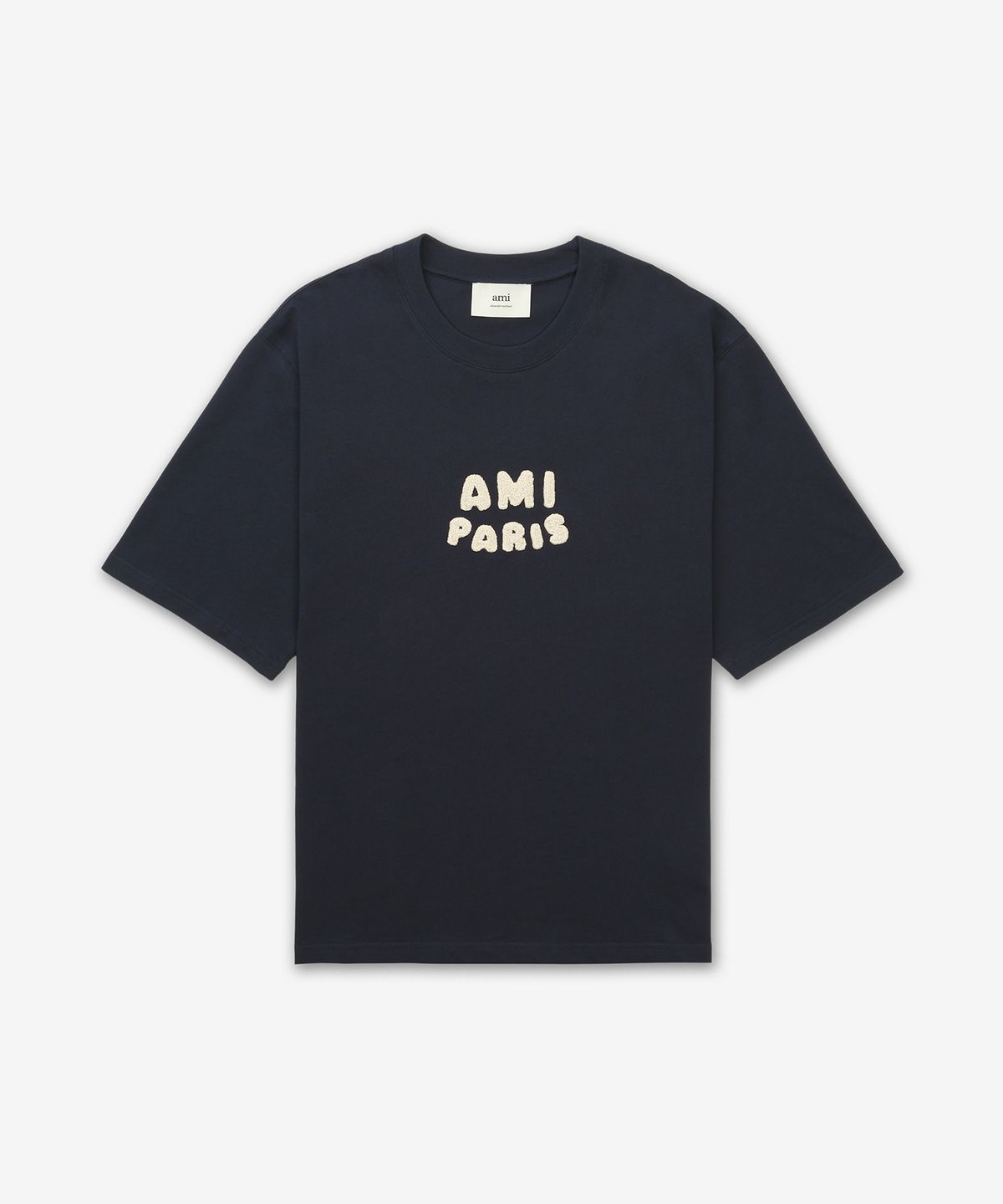 아미(AMI) 파리 로고패치 반소매 티셔츠 - 네이비 / UTS0757264011
