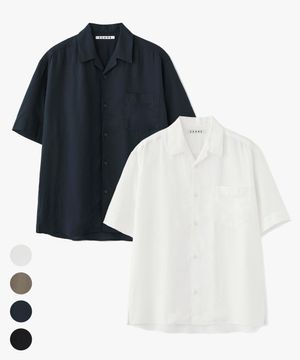 텐셀 린넨 오픈 카라 셔츠 - 4 COLOR
