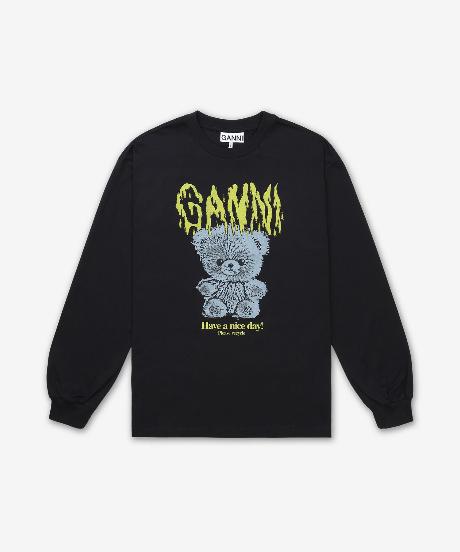 MUSINSA | GANNI Basic Cotton BD Long Sleeve T-Shirt - Phantom