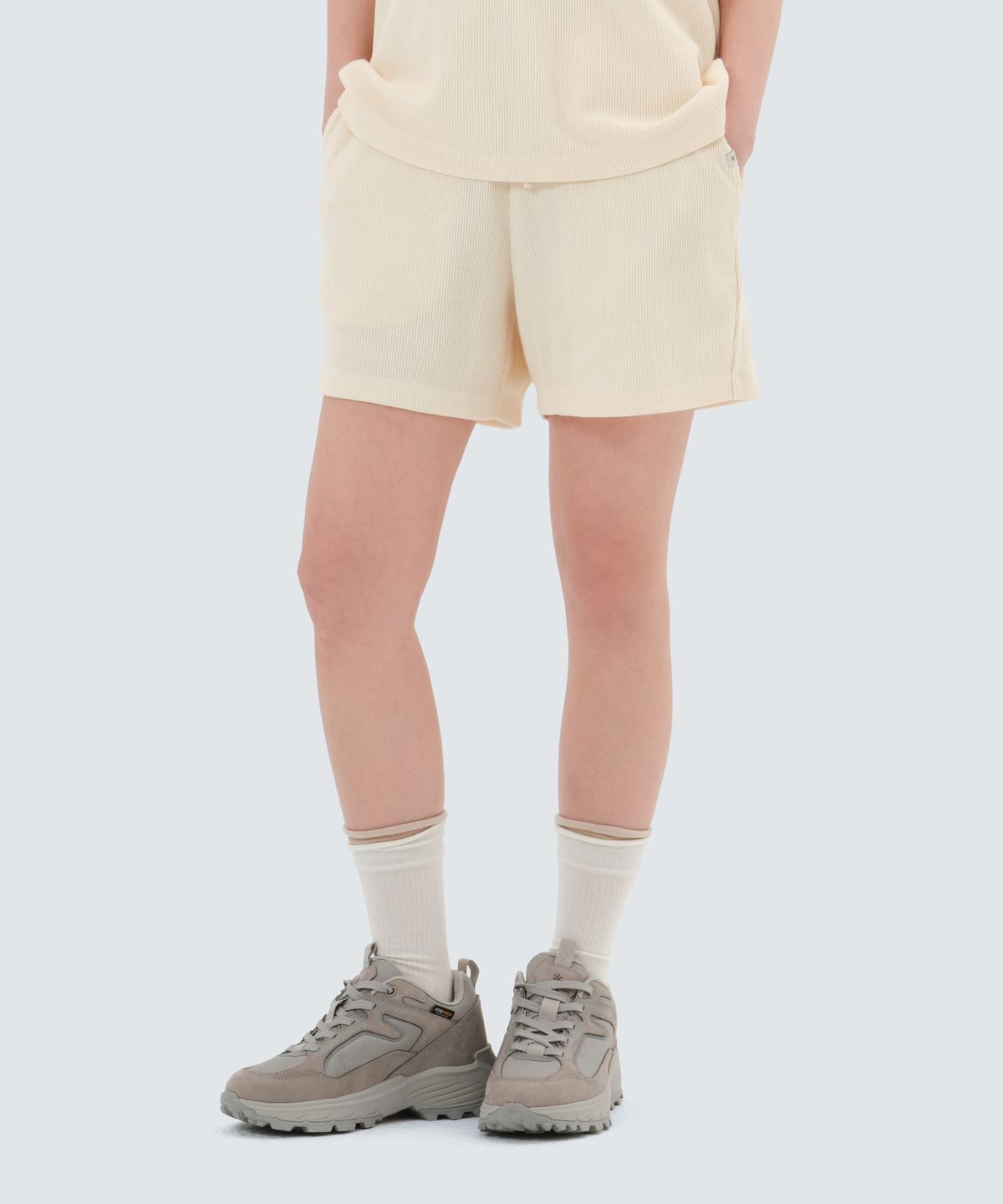 스노우피크 어패럴(SNOWPEAK APPAREL) 와플 여성 반바지 (S25MWFKH37) Pastel Yellow