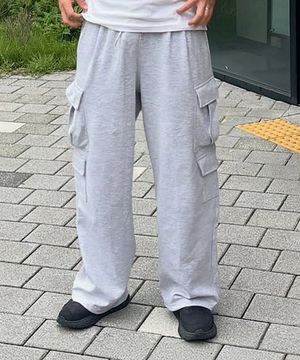 와이드 카고 더블 포켓 롱 팬츠 [M/GREY]