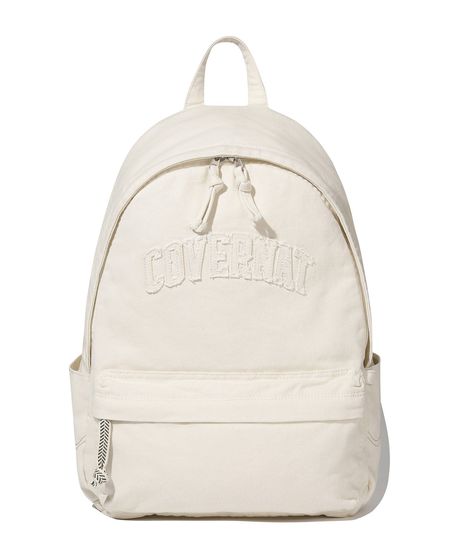 MUSINSA | COVERNAT Arch Logo Washed Denim Backpack Ivory