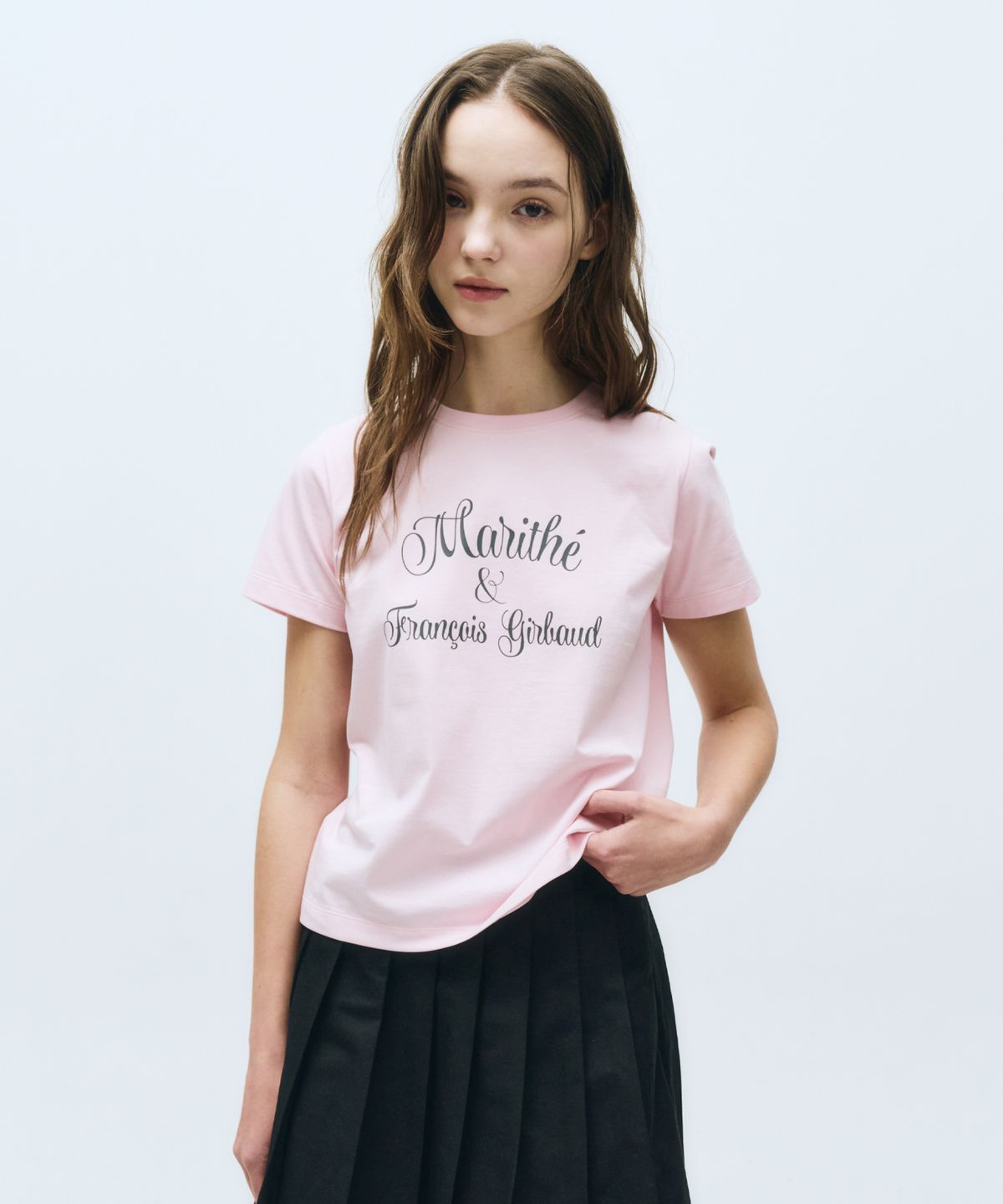 마리떼 프랑소와 저버(MARITHÉ + FRANҪOIS GIRBAUD) W CURSIVE LOGO TEE baby pink