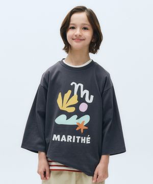 KIDS 3/4 SLEEVE OVERSIZED TEE charcoal