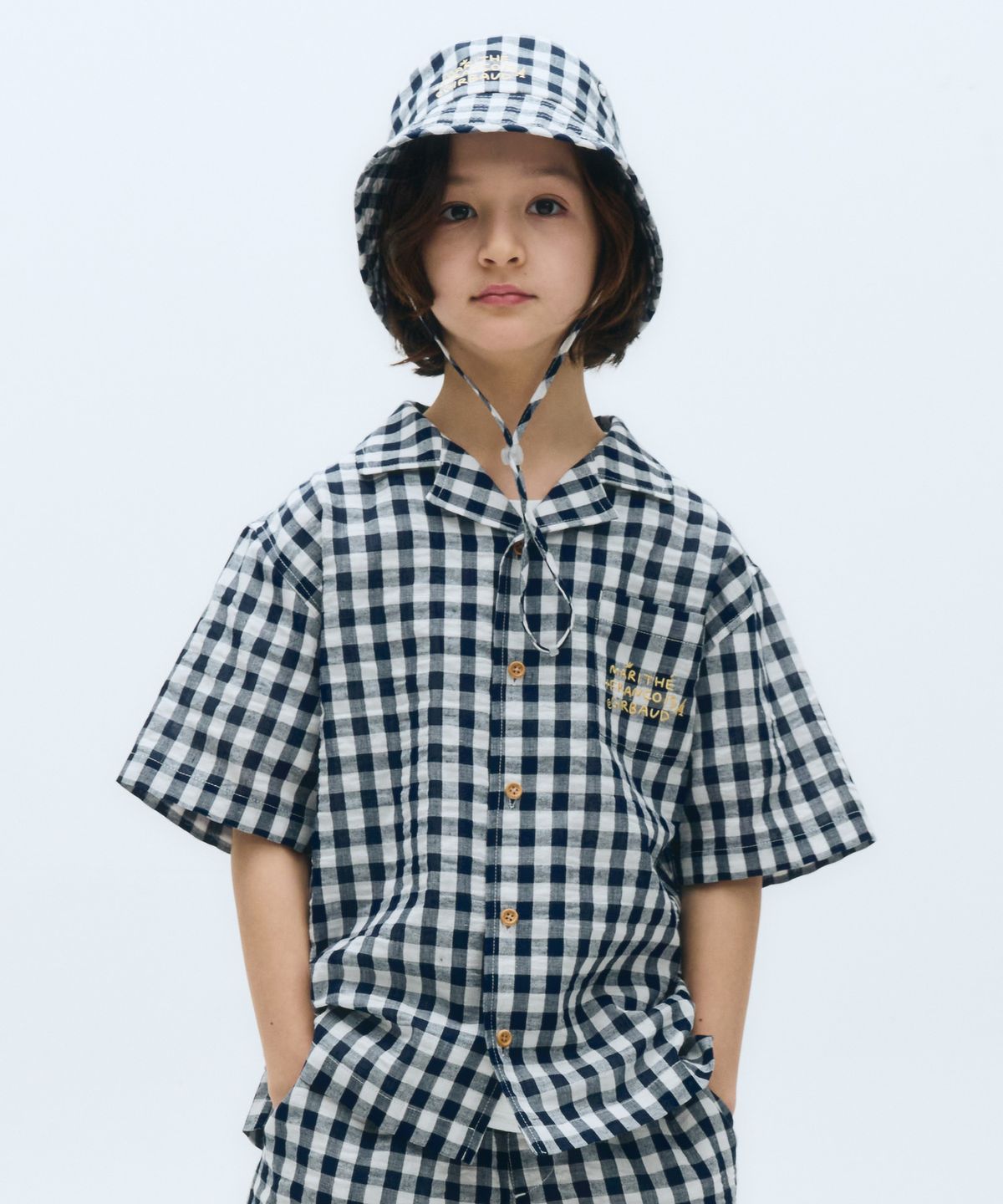 마리떼 키즈(MARITHÉ KIDS) KIDS SEERSUCKER SHORT SLEEVES SHIRT navy