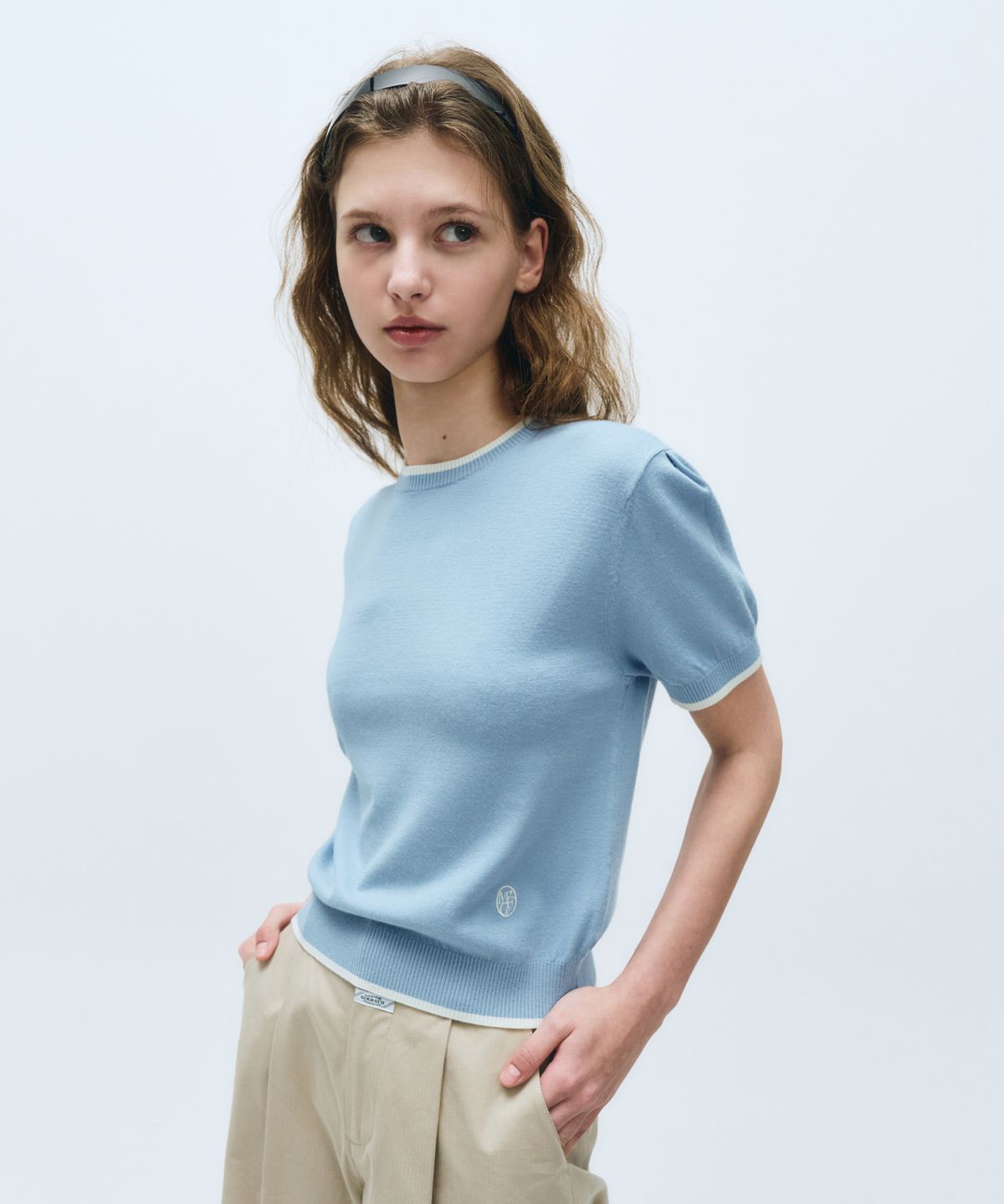 마리떼 프랑소와 저버(MARITHÉ + FRANҪOIS GIRBAUD) W RINGER HALF KNIT sky blue