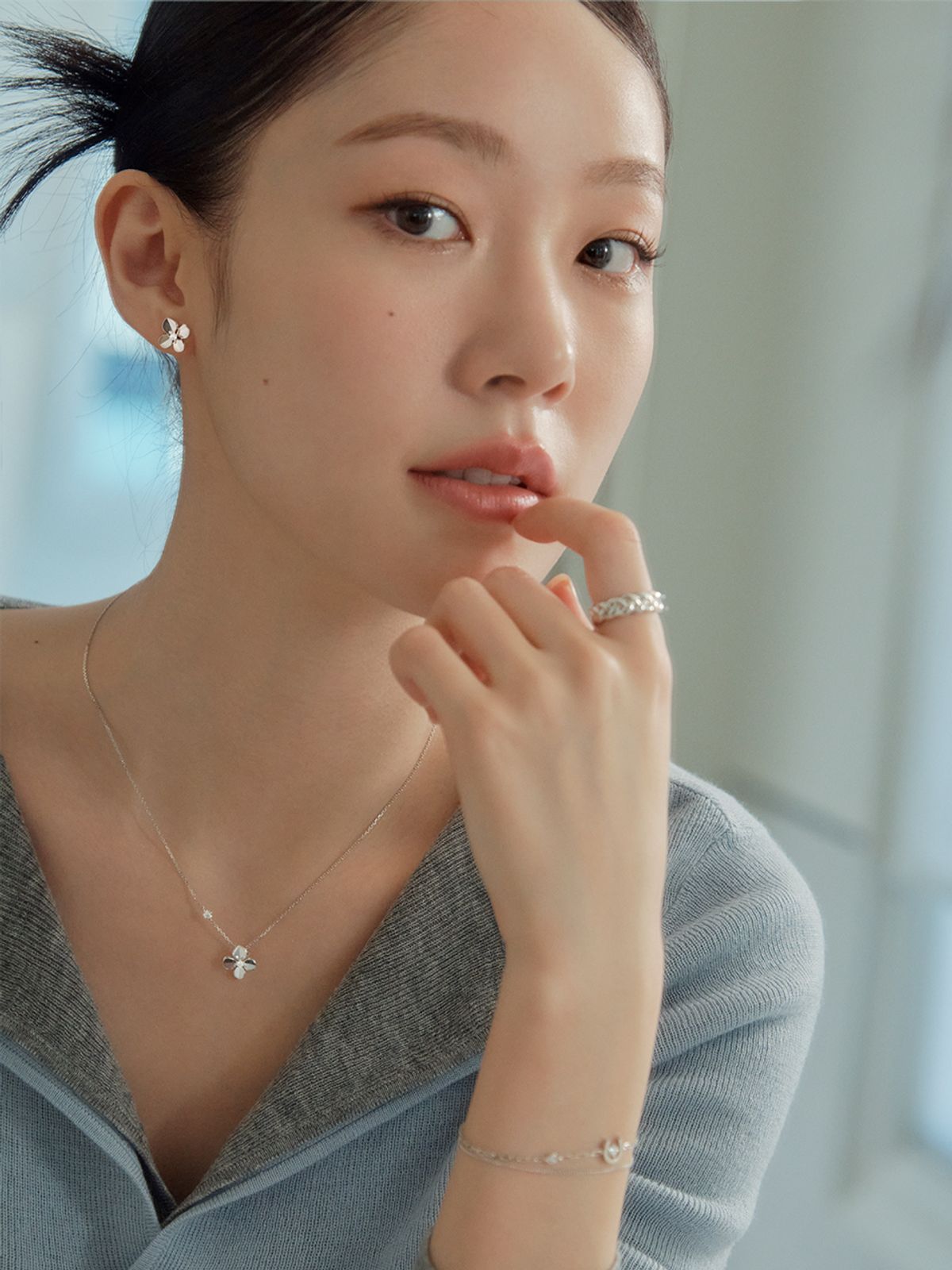 스톤헨지(STONEHENGE) 러브 듀엣 실버 귀걸이 SA25A82U