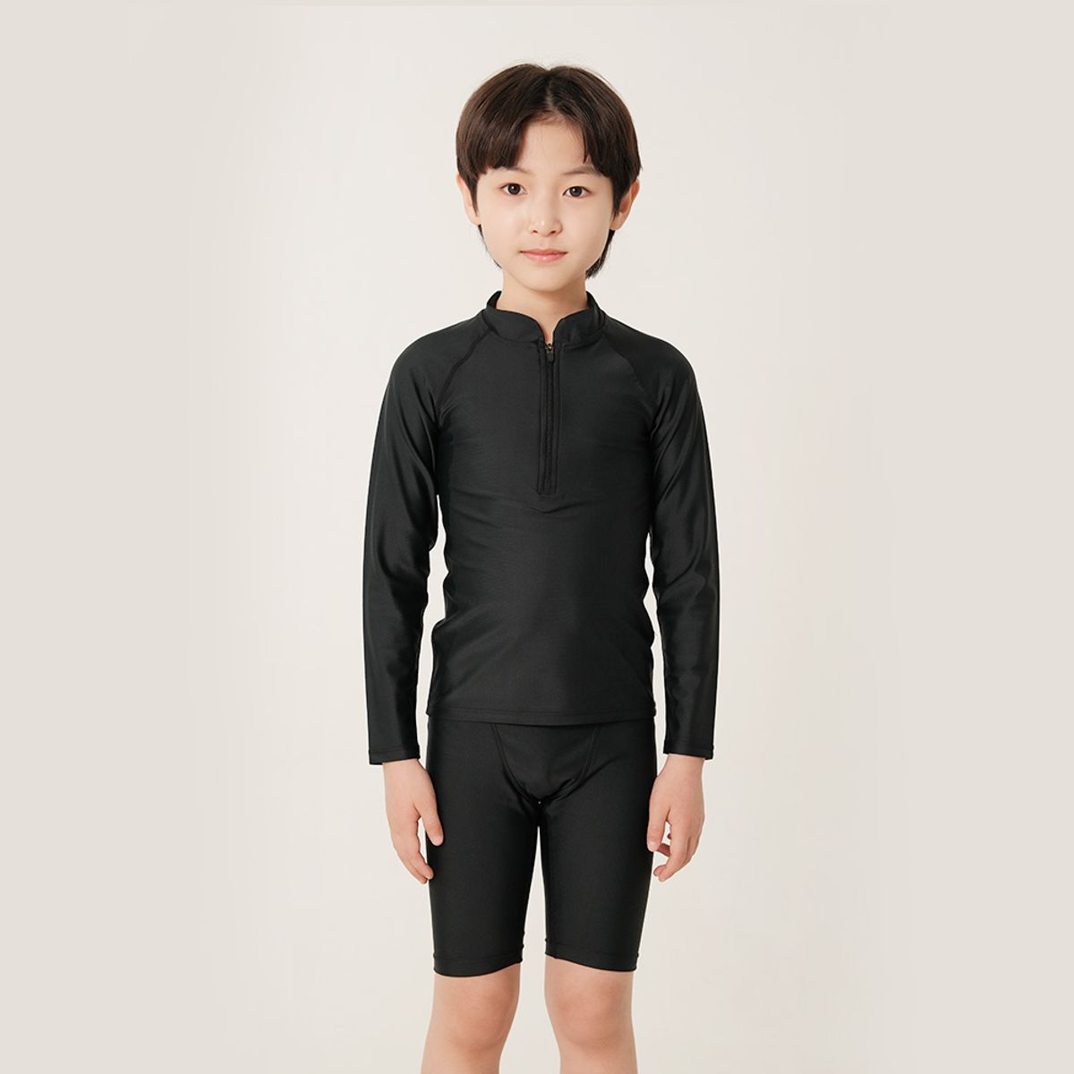 티에스스포츠(TS SPORTS) 남아동 긴팔 반집업 래쉬가드+5부팬츠 M2521+2506
