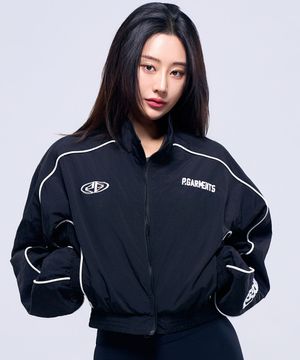 P5035 우먼 파이핑 윈드브레이커 크롭자켓 [블랙]