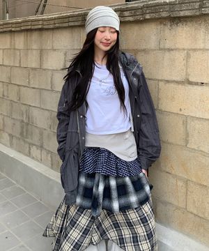 MIXED TIERED SKIRT [CHECK]