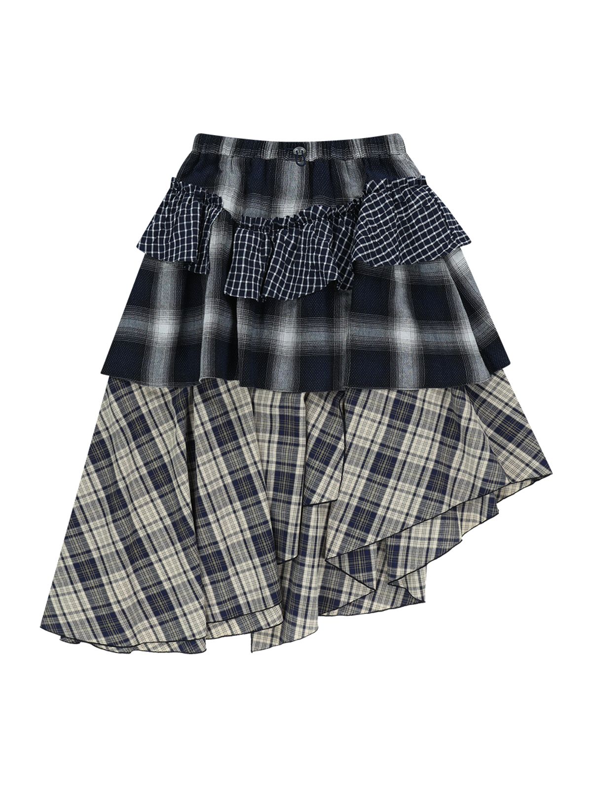 뚜오미오(TUOMIO) MIXED TIERED SKIRT [CHECK]