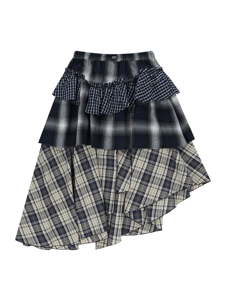 MIXED TIERED SKIRT [CHECK]