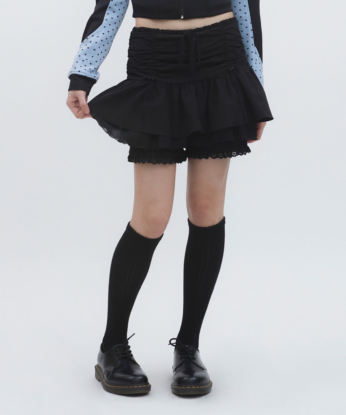 뚜오미오(TUOMIO) LAYERED BLOOMER SHORTS [BLACK]