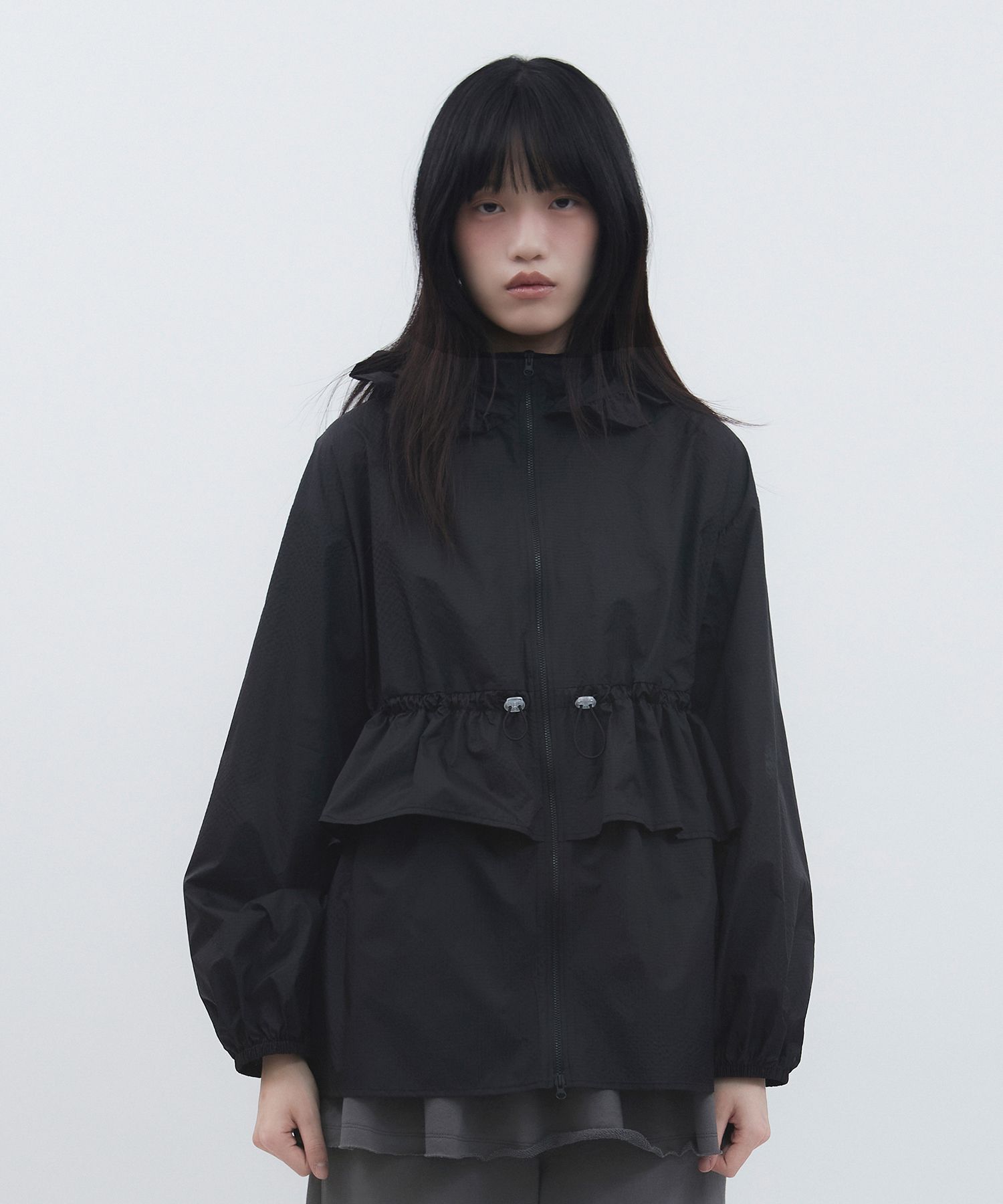 ★TUOMIO ★FRILL LAYERED HOOD JACKET MUSINSA公式 | TUOMIO FRILL LAYERED HOOD JACKET [BLACK]