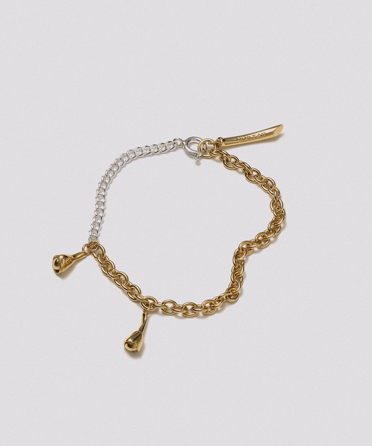 휴스타드(HUSTAD) 246 COMBO Flower ball chain Bracelet_ 925 실버 / 14k 골드 콤보 플라워 볼 체인 브레이슬렛