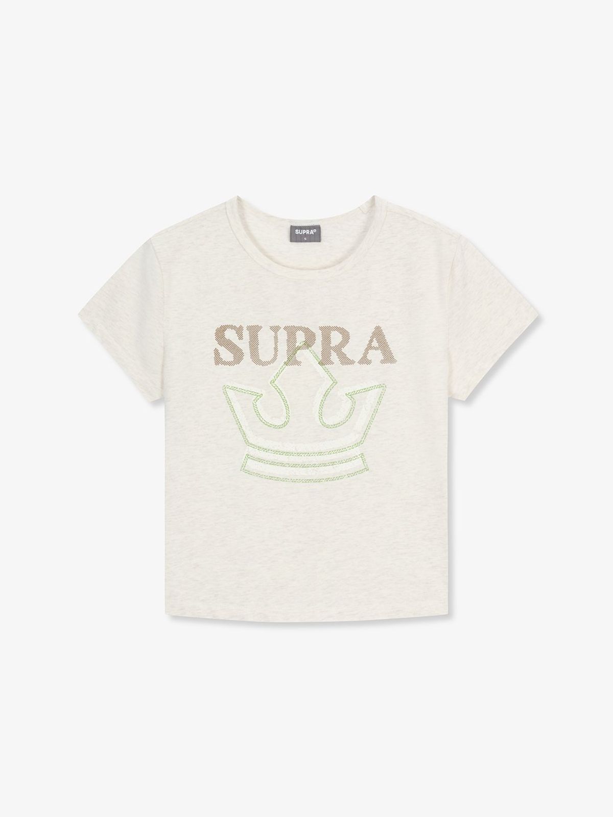 수프라(SUPRA) 여성 크라운 로고 포인트 크롭 티셔츠(IVORY)