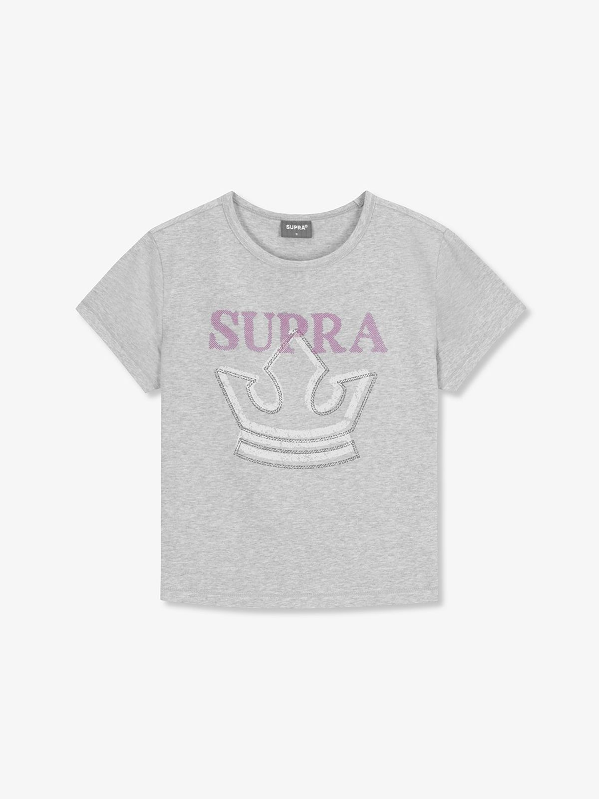 수프라(SUPRA) 여성 크라운 로고 포인트 크롭 티셔츠(GRAY)