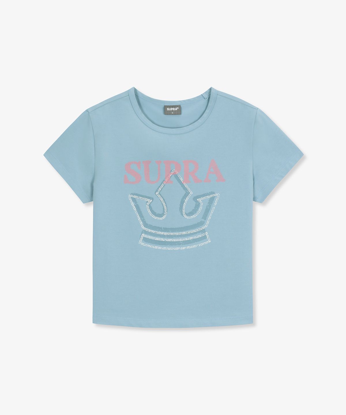 수프라(SUPRA) 여성 크라운 로고 포인트 크롭 티셔츠(BLUE)