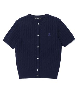 슬림핏 레트로베어 니트 반팔 가디건 NAVY (LP2SF229-066)