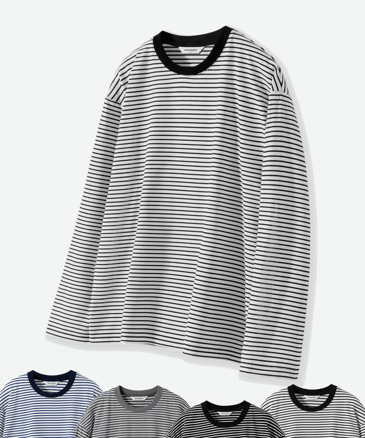 브렌슨(BRENSON) 루즈핏 스트라이프 긴팔티 ( 4Color )