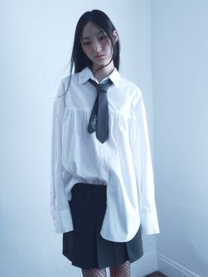 스쿨 오버 셔링 셔츠 (화이트)