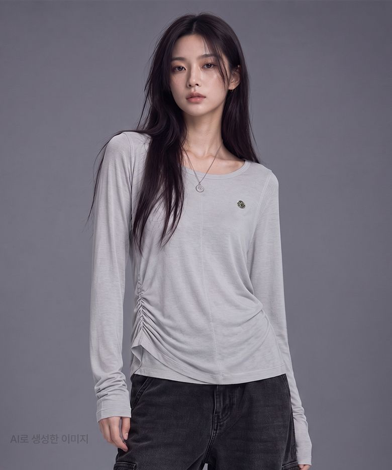 여성) 슬럽 레이어드 긴팔 티셔츠