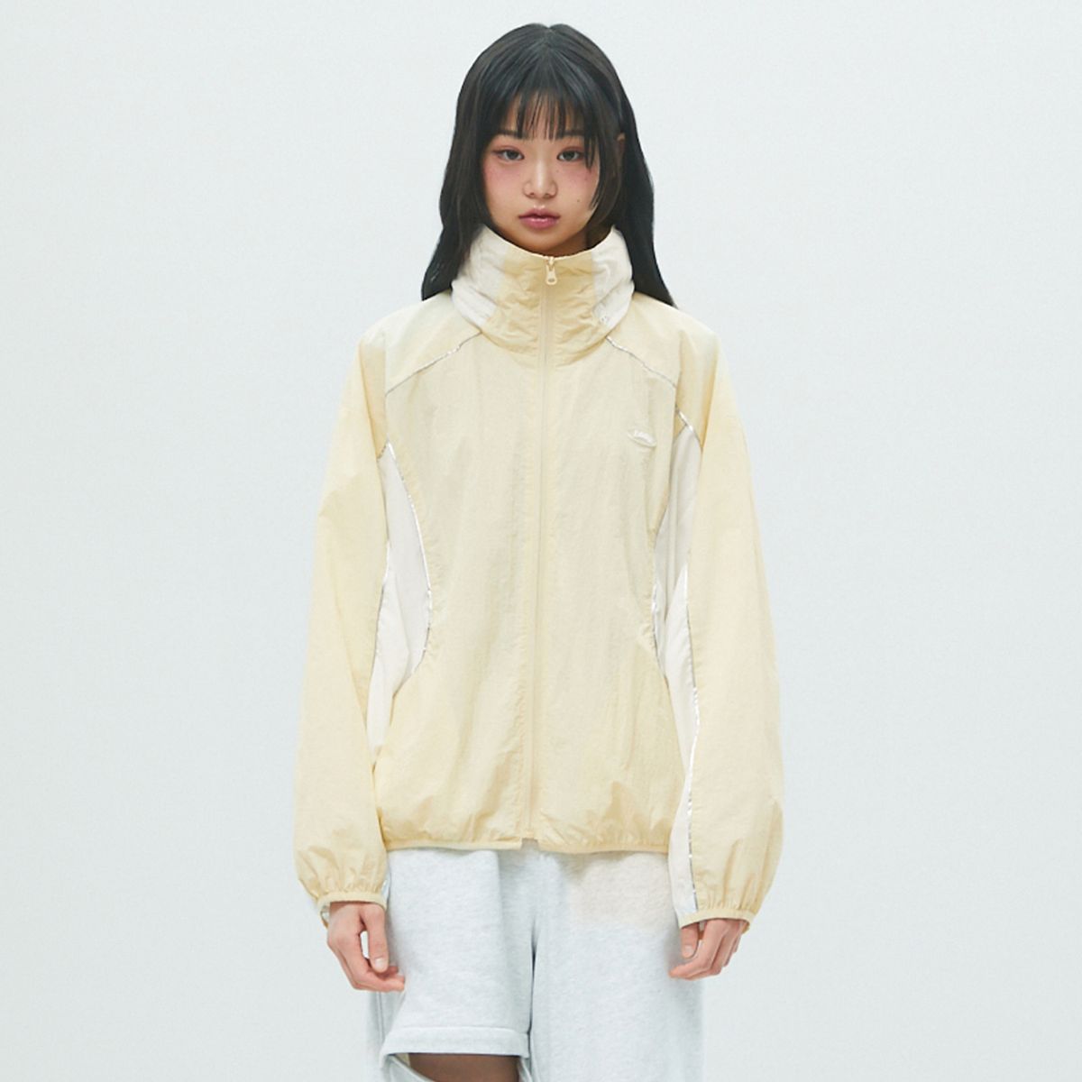 라라폭스(LALAFOX) HIDDEN HOODIE WINDSTOPPER JACKET 바람막이 LIGHT YELLOW BR2WJ001