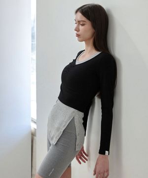 여성 요가복 DEVI-T0126-블랙 필라테스 줄리 셔링 롱슬리브