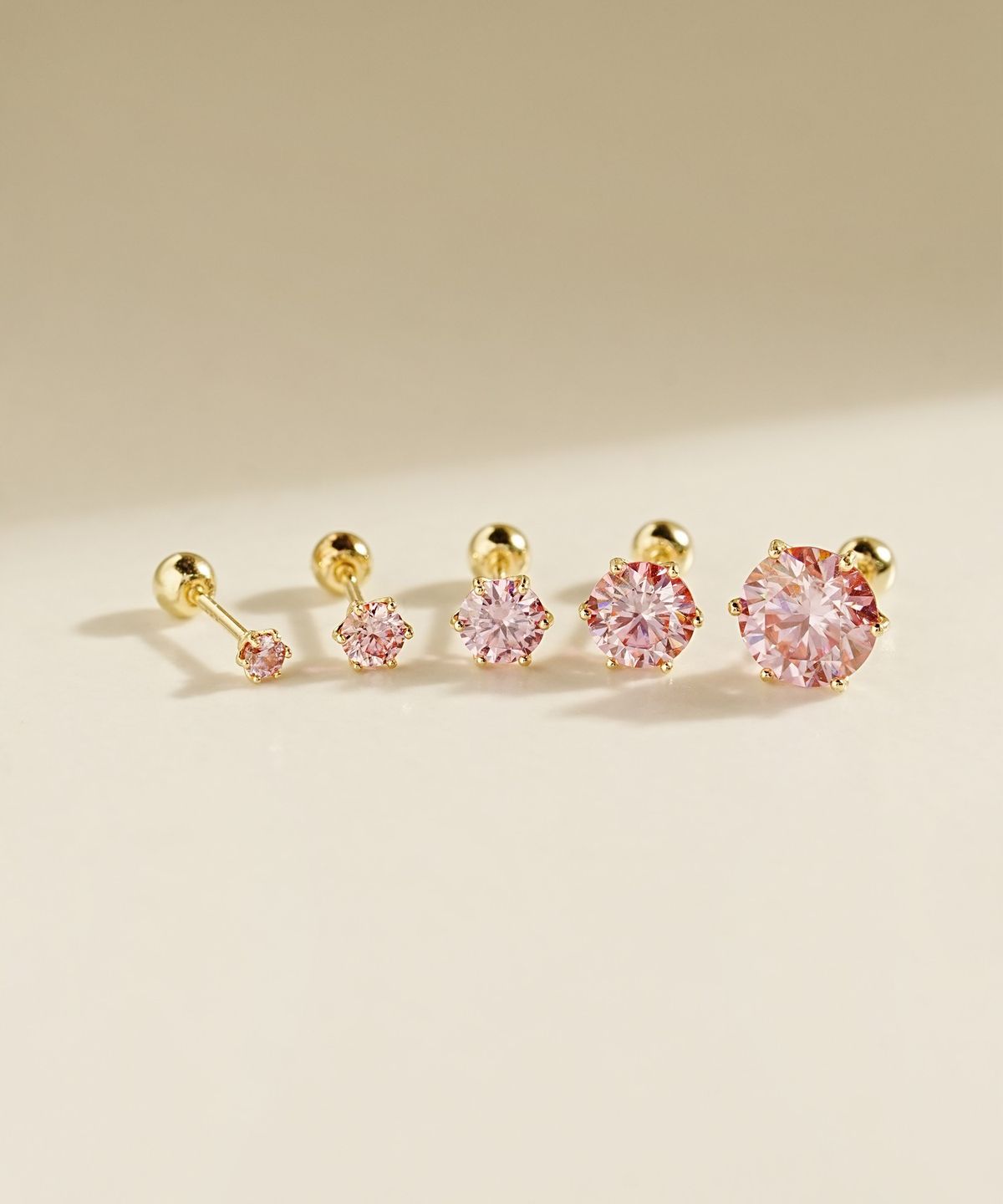 미니멀피어싱(MINIMALPIERCING) 14K 모이사나이트 다이아 핑크 노블 피어싱 귀걸이