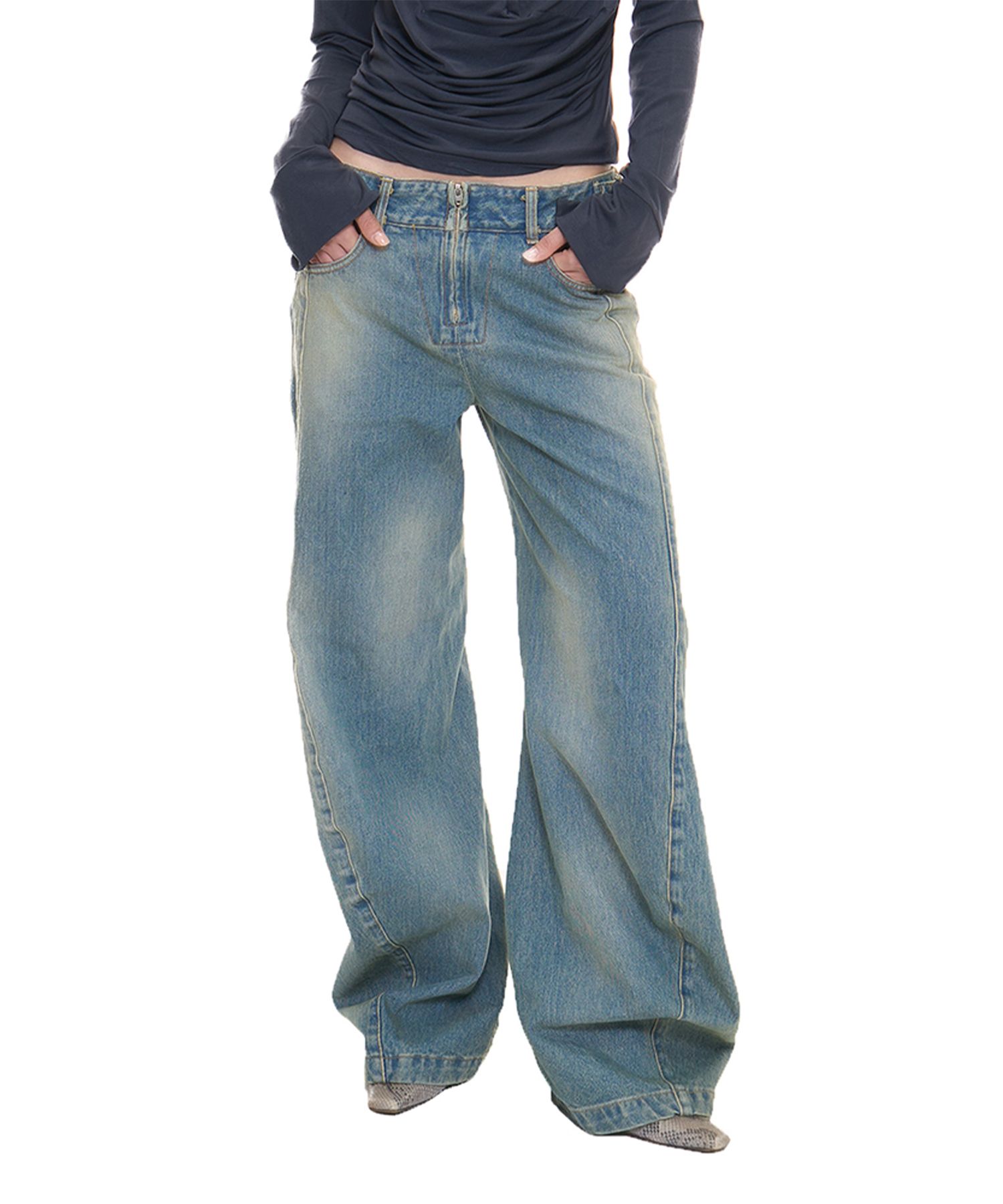 ◆2000Archives◆ DRAPED DENIM VINTAGE BLUE 2A25D1PT04BL MUSINSA | 2000ARCHIVES DRAPED DENIM (VINTAGE BLUE)