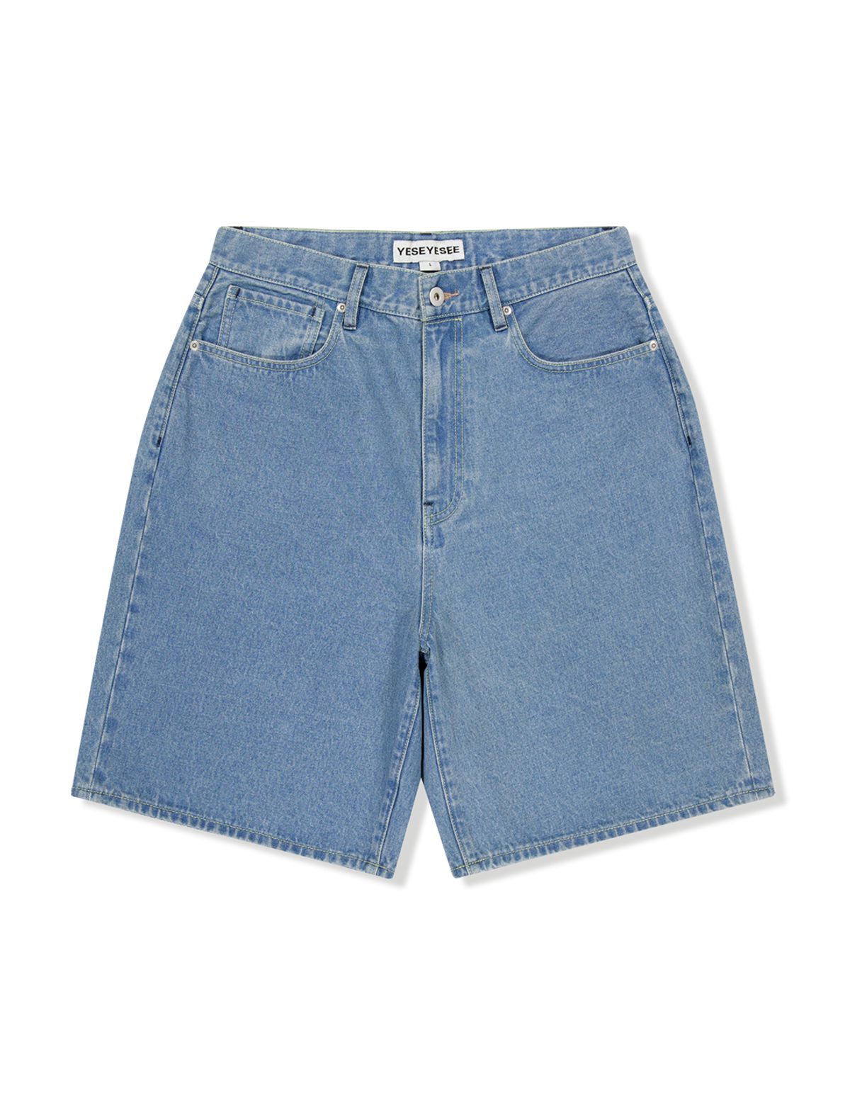 예스아이씨(YESEYESEE) [25SS] Basal 5 Pockets Denim Shorts Bleached Indigo