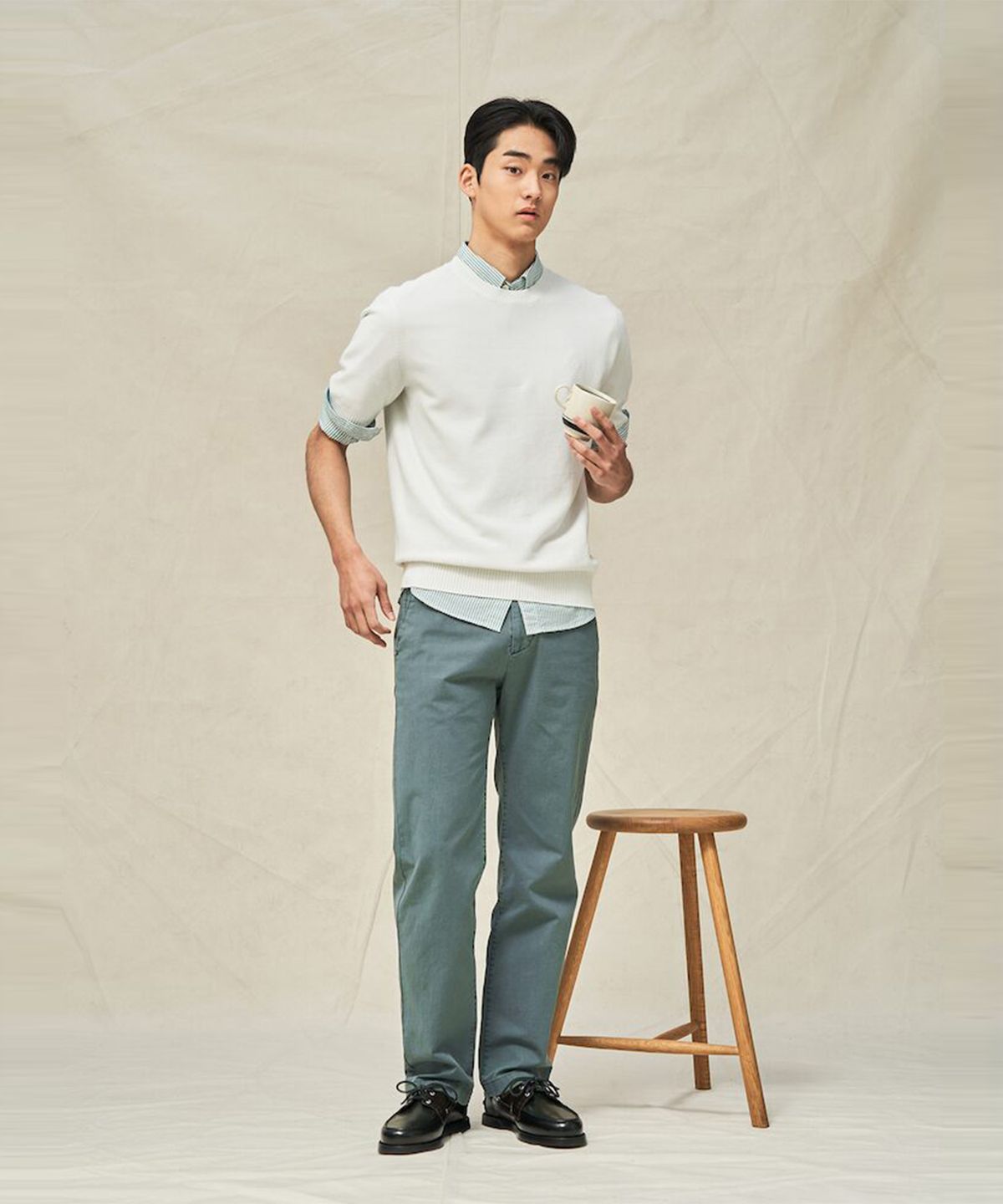 빈폴 멘(BEANPOLE MEN) 가먼트 다잉 레귤러 팬츠  그린 (BC5221C12M)