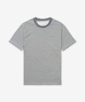 스트라이프 코튼 반소매 티셔츠 - 마그넷 / 8109141