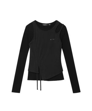 Shirring Slim Long Sleeve - Black