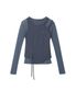 Shirring Slim Long Sleeve - Blue Gray
