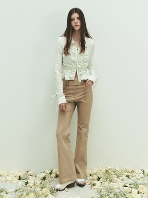 Belted Stripe Bootscut Pants VW5SL453_2color