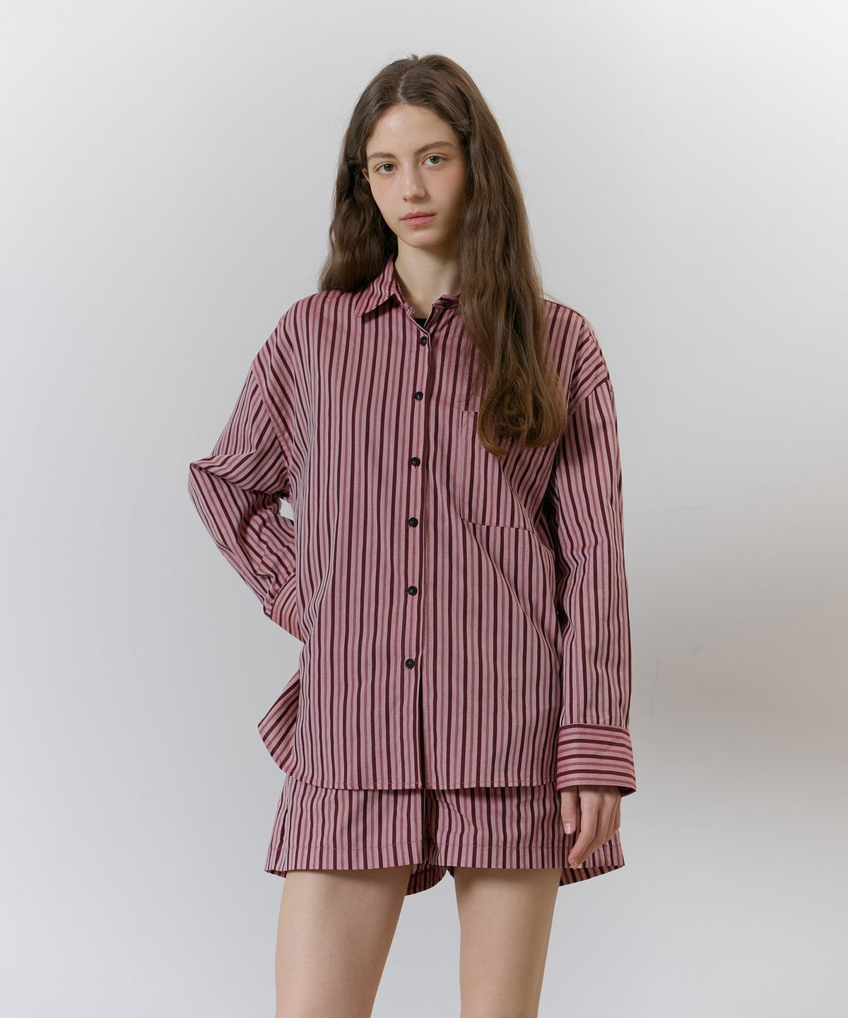 아템포(ATEMPO) STRIPE PAJAMA SET_cherry pink (woman)