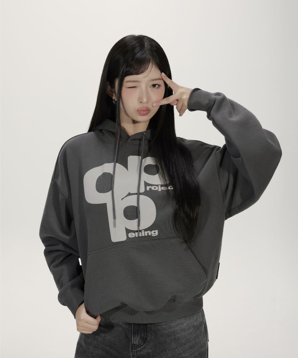 MUSINSA公式 | OPENING PROJECT OPP Logo Hoodie - Charcoal