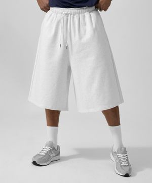 맥시 와이드 스웨트 버뮤다 쇼츠_멜란지 화이트