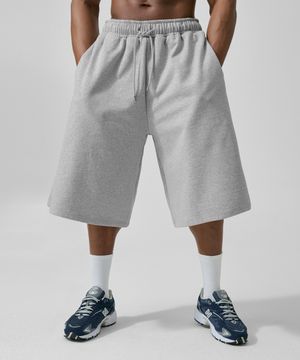 맥시 와이드 스웨트 버뮤다 쇼츠_멜란지 그레이