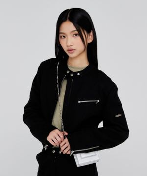 W Biker Jersey Jacket - Black