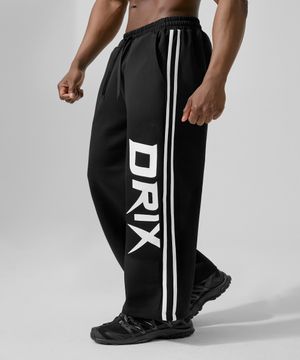 트랙 라인 그래픽 와이드 스웨트 팬츠_블랙