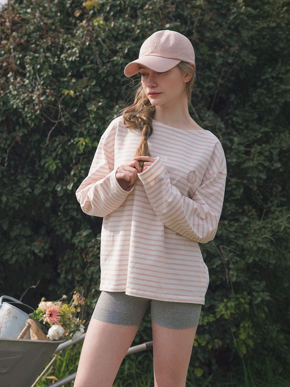 르니나(LENINA) ERICA embroidery stripe T-shirt_PINK
