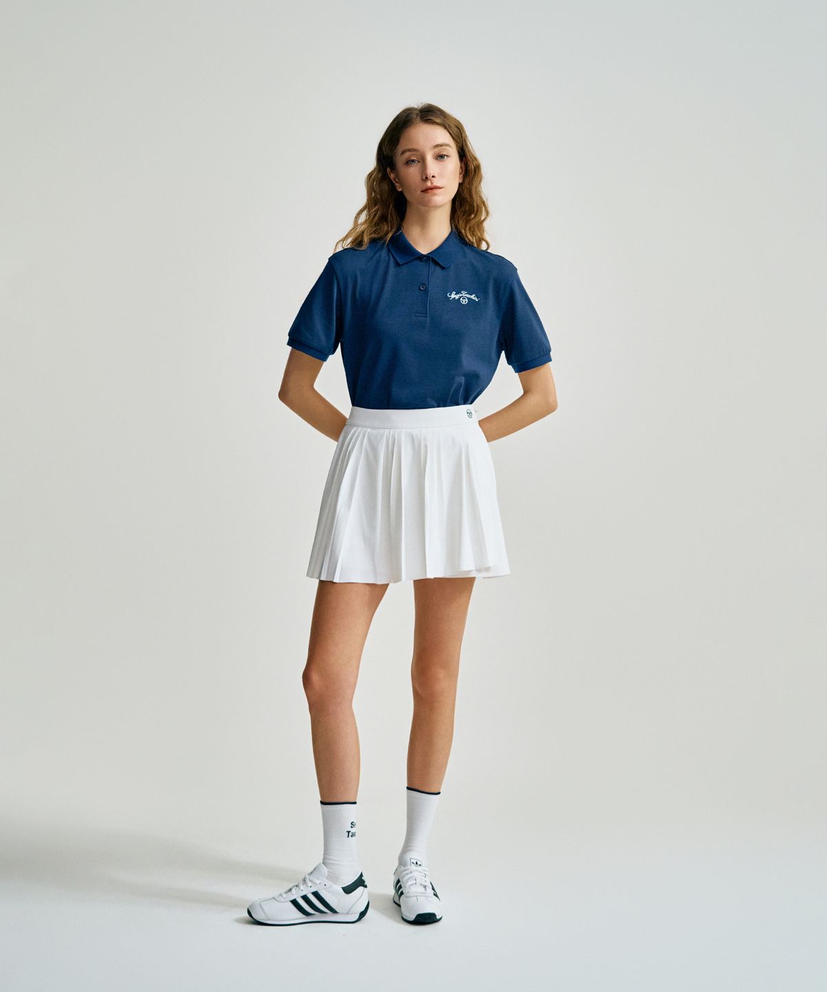 세르지오 타키니(SERGIO TACCHINI) W 언발란스 우븐 플리츠 스커트