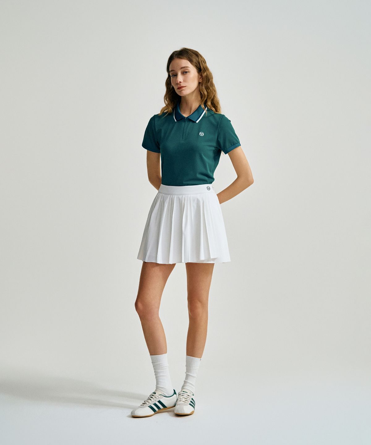 세르지오 타키니(SERGIO TACCHINI) W 카라포인트 지퍼넥 피케 반팔 폴로 (D.Green)