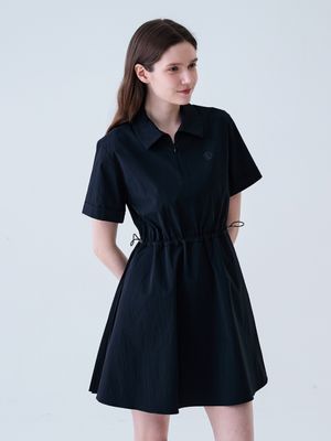 백 플리츠 나일론 원피스 BLACK